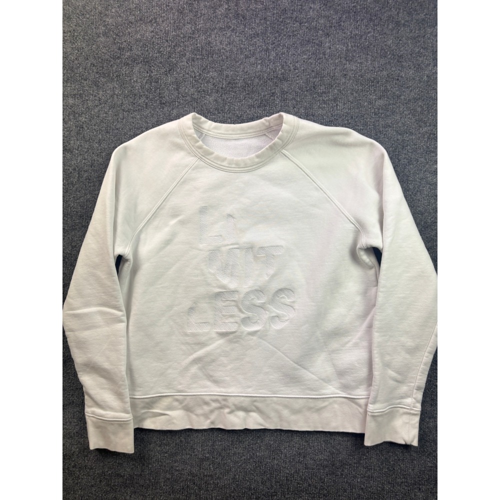 Athleta Sweatshirt Womens Medium White Limitless‎ Embossed Graphic Pullover